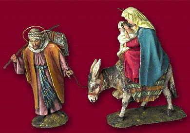 Josef, Maria mit Kind + Esel